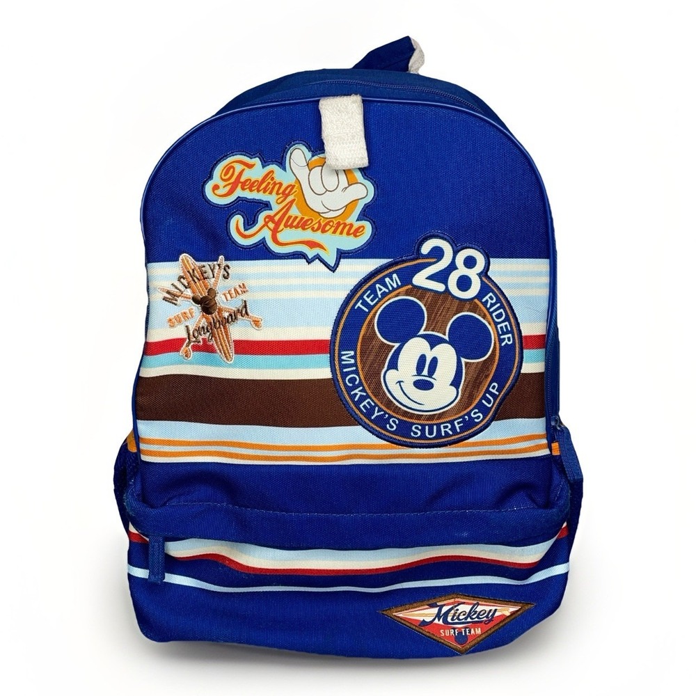 Disney Mickey's Surf's Up Backpack Team 28 Rider Blue Embroidered Casual Day Bag